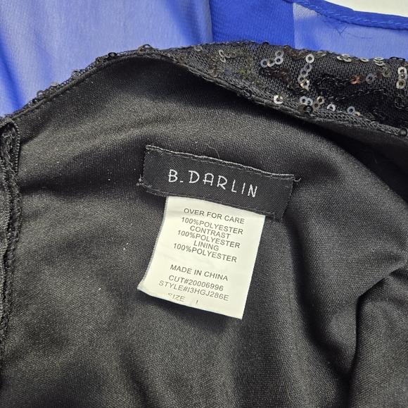 B Darlin Black Sequin and Blue Dress - Picture 6 of 6